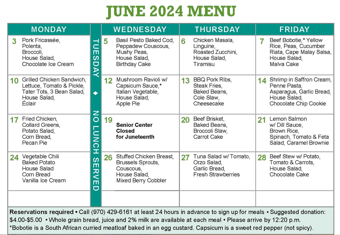 May 2024 senior lunch menu